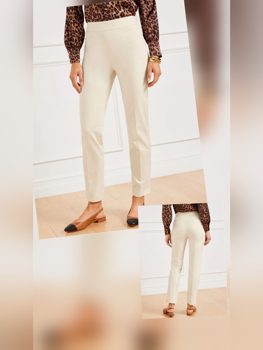 Talbots Chathan Ankle Pants NWT SZ 16 Beige Tapered Side Zip Stretch Preppy